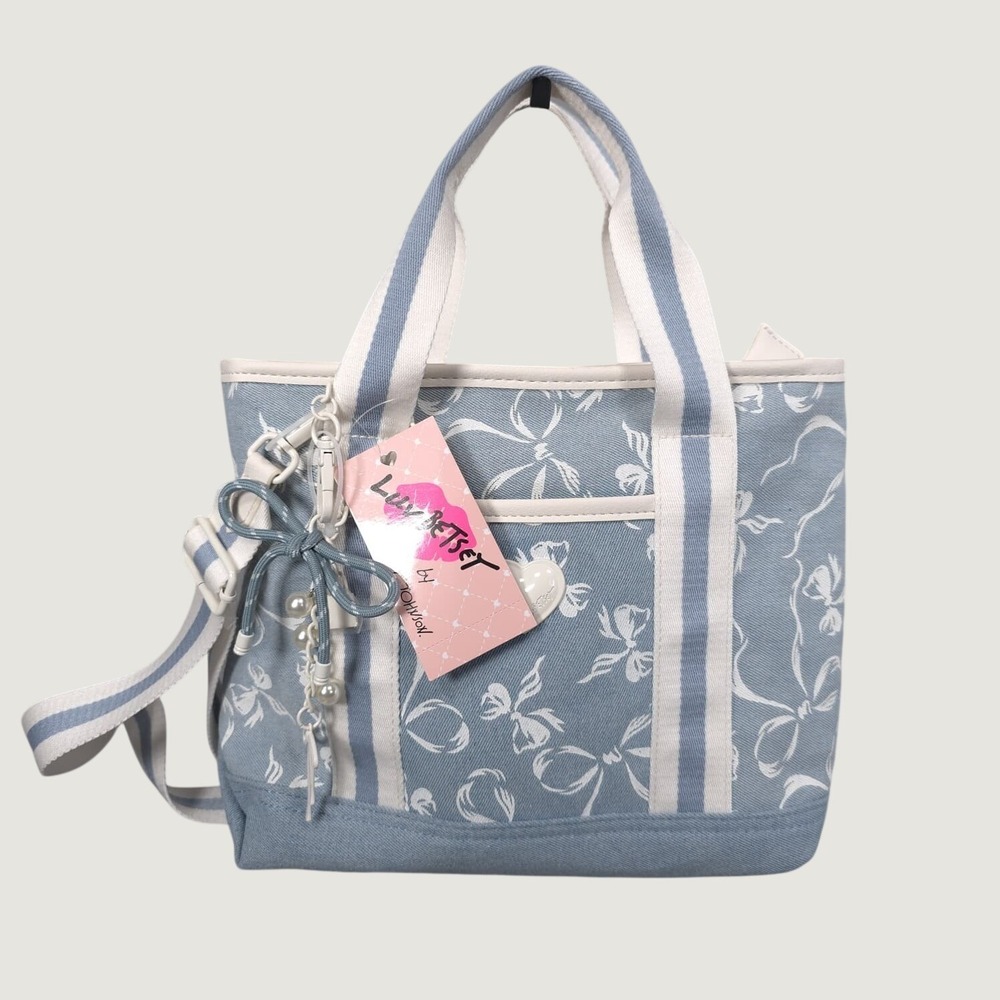 LUV BETSEY BY BETSEY JOHNSON New Bag Crossbody Strap Charm Denim Bows LB102700